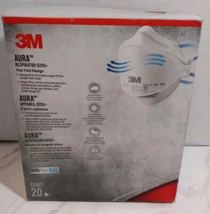 3M Aura Partikel Atemschutzmaske 9205+ flach faltbar Design N95 20er Pack Neu - Bild 1 von 16