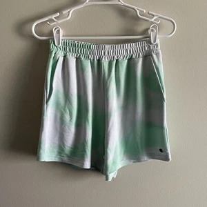 Roxy Women XS Green Tie Dye Boho Beachy Lounge Life High Waisted Sweatshorts NWT - Picture 1 of 9