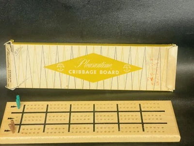 Vintage Cribbage Board Pleasantine No 706 Retro Cribbage Set w/Original Box - Image 1 of 4