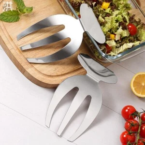 2Pcs Lightweight Stainless Steel Salad Hands Restaurant - Picture 1 of 12