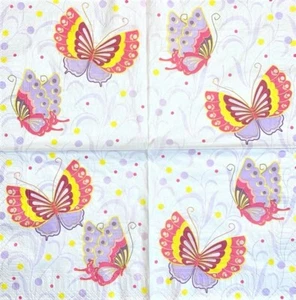 2 x Lunch Paper Napkins Decoupage Craft and Table Colorful Butterfly Dots 4xx - Picture 1 of 2