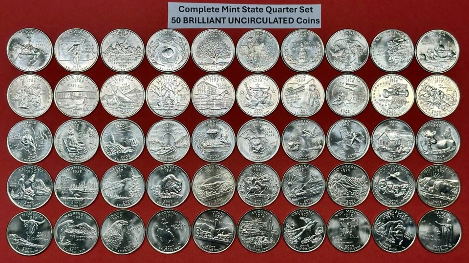 Complete State Quarters Set of 50 BRILLIANT UNCIRCULATED Coins ~Mixture P&D Mint - Image 1 of 4