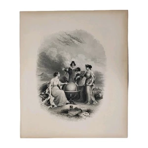1857 Frontispiz Seite geätzt Kunst 15,5 Zoll x 18,5 Zoll für Coltons General Atlas - Bild 1 von 6