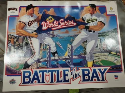 Vintage 1989 MLB World Series Battle of the Bay SF Giants vs. Oakland A's Poster - Image 1 of 4