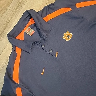 Auburn University Polo Shirt Mens Large Blue Orange Golf NCAA Nike Dri-Fit VGT - Image 1 of 4