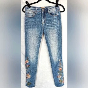 Driftwood Jackie Skinny Jeans - Größe 26 - Blumenstickerei EUC roher Saum 158 $ - Bild 1 von 5