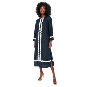 Tuckernuck Dress Womens Medium Hartman Linen Embroidered Midi Nautical Coastal - Picture 1 of 12