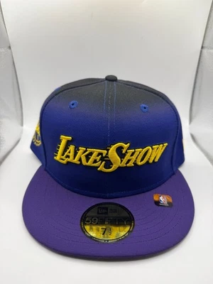 New Era 59Fifty Los Angeles Lakers City Edition Fitted Hat 7 1/2 Purple/Black - Image 1 of 4