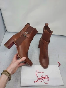 Stivali Christian Louboutin EU 40 US 10 DONNA NUOVI pelle marrone CL tacco chelsea - Foto 1 di 11