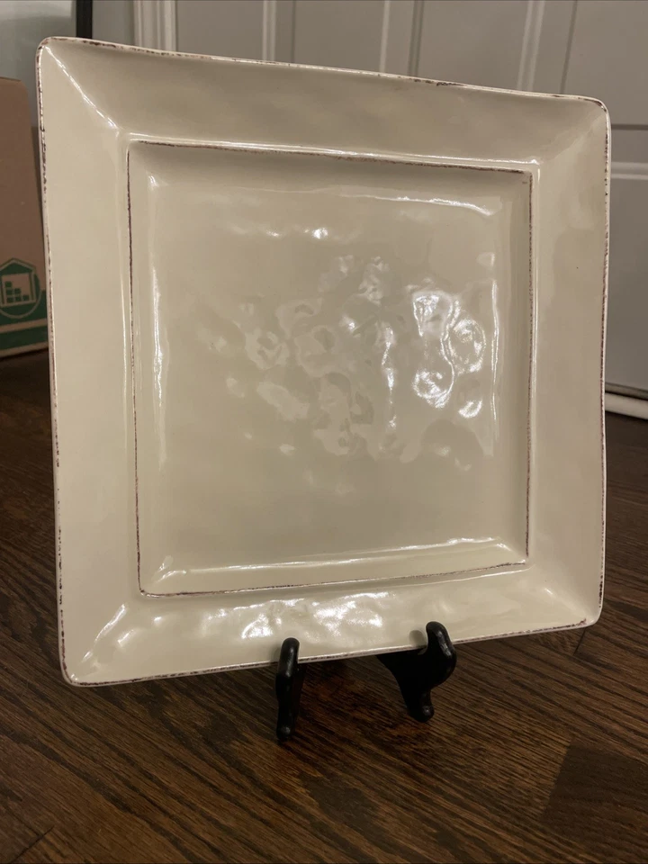 8 platos de cena cuadrados de gres Pier 1 Imports Martillo Creme Brulee de 10" Foto 1 de 4