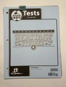 BJU  Heritage Studies 4 - Tests Answer Key 3rd Edition - Foto 1 di 1