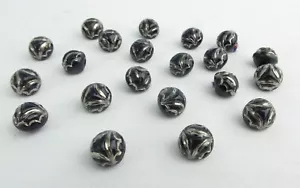 Set of 21 Matching Vintage Cobalt Blue Glass Buttons Silver Luster Ball Shape - Picture 1 of 4