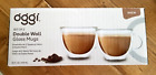 New Oggi Double Wall Glass Mugs Brew Set of 2 Coffee Tea Cups 16 oz. each