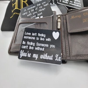 mens wallet insert fathers day engraved personalised boyfriend gift christmas - Picture 1 of 5