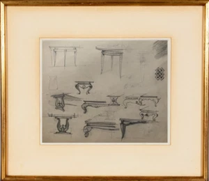 DESSIN ORIGINAL DE MOBILIER DE DECORATEUR DES ANNEES 1930 DLG DE JULES LELEU (4) - Picture 1 of 4