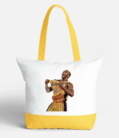 1 Lakers Kobe Bryant Tote Canvas Bag Zippered Tote Bag Free Shipping USA Unisex Cover