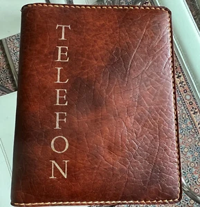 TELEFON Adressbuch Einband,Retro Vintage,Braun,Kunstleder,18x22cm,ohne Block etc - Bild 1 von 7