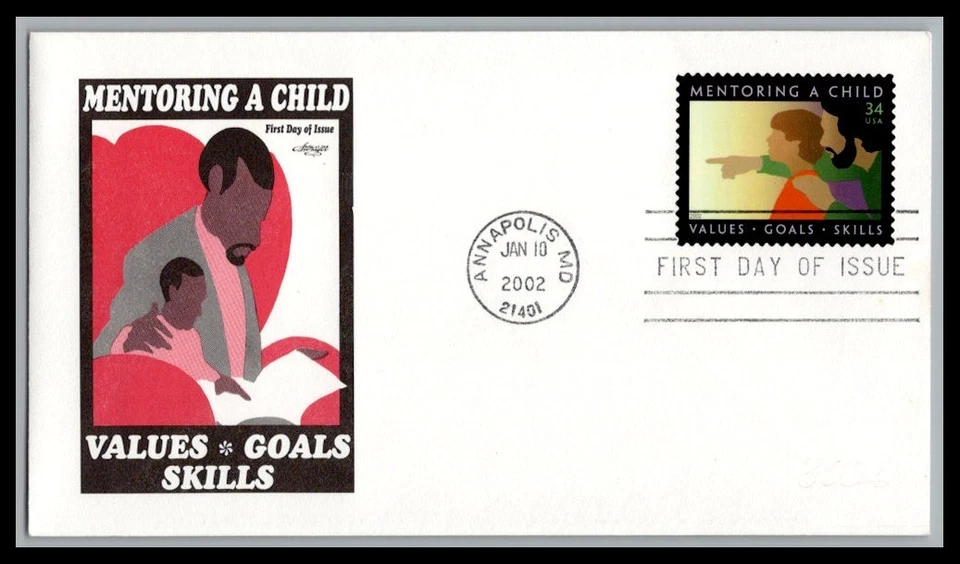 US FDC # 3556 34c Mentoring A Child Artmaster   2002, 9p3469 - Image 1 of 1