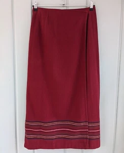 Eddie Bauer Damen 12 Wickelrock Maxi Wollmischung rot Weihnachten Große L Urlaub - Bild 1 von 12