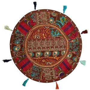 Indian New Vintage Ethnic Decor Indian Patch Cushion Round Floor Pillow Stool - Picture 1 of 3
