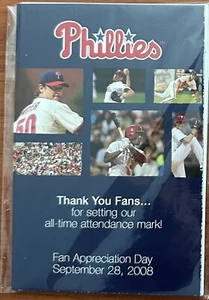 PHILADELPHIA PHILLIES: BN  2008 FAN APPRECIATION DAY 4 x 6 Cards Free Shp - Picture 1 of 3