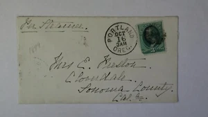 1879 San Francisco ST SHP Steamer Ship 3c Bank Note Portland Oregon Sonoma Cover - Picture 1 of 2