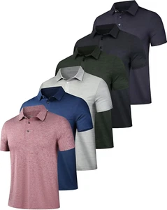 6 Pack Mens Polo Shirts Performance Short Sleeve Golf Shirt Moisture Wicking Ath - Picture 1 of 12