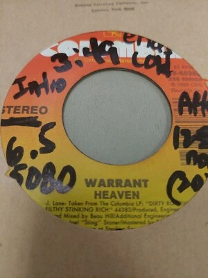 WARRANT HEAVEN 7" VINYL 45RPM RARE OOP VERY GOOD - Image 1 of 2