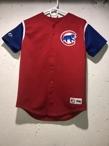 VINTAGE Red Majestic CHICAGO CUBS MLB Jersey Sewn Logo - YOUTH Size LARGE Nice! - Picture 1 of 15