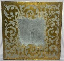 Antique Venetian Style Reverse Painted Verre Eglomise Glass Mirror Panel 20"x20"
