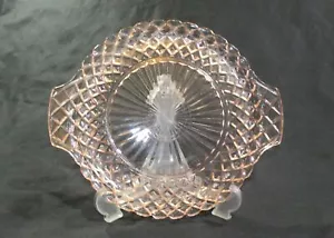 Pink Depression Hocking Glass Waterford Waffle Vtg Diamond Cupcakes Cake Plate - Picture 1 of 10