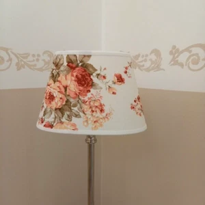 Lampenschirm Rose Leinen Oval 20cm Schirm Creme für Tischlampe E27 Fensterbrett - Bild 1 von 7
