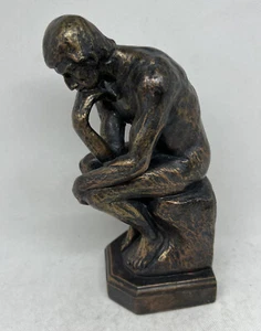 Vintage Large Rodin “The Thinker” 9 1/4” Chalkware Ceramic Statue - 3+ LBS - Picture 1 of 7