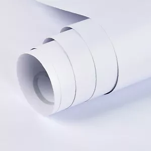 15.7" X 118" Matte White Wallpaper White Contact Paper White Peel and Stick Wall - Picture 1 of 5
