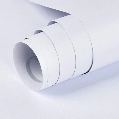 15.7" X 118" Matte White Wallpaper White Contact Paper White Peel and Stick Wall - Image 1 of 4