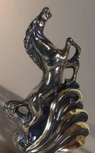Vintage TV Lamp Rearing Stallion Black Horse Ceramic 22k Gold LeMieux - Picture 1 of 4