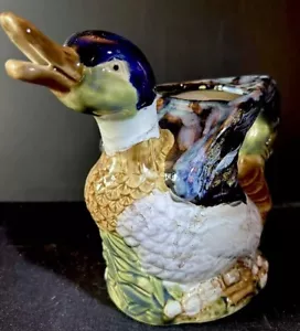 Vtg Mallard Duck Teapot/Pitcher Truly Beautiful Piece In Jewel Tones, 9” W X 7”h - Picture 1 of 7