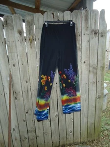 NWT John Mark Dark Black Chelsea Floral Net Wispy Pants L Artisan - Picture 1 of 7