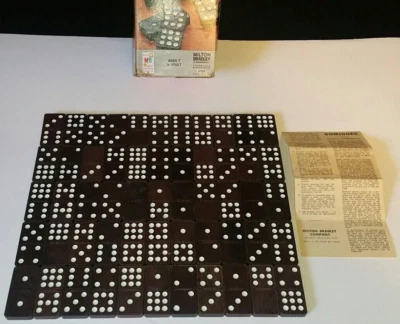 Complete 1970 Double Nine Dominoes Milton Bradley Halsam 55 Pieces #4102 IOB USA - Image 1 of 4