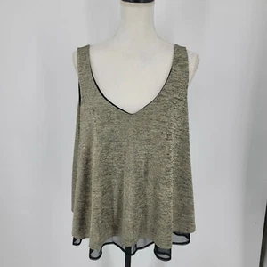 Torrid Lagenlook Schimmer Tank V-Ausschnitt Silber Schwarz Damen Large NEU - Bild 1 von 8