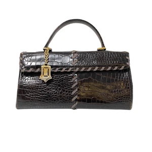 Bolso de mano horizontal de cuero marrón oscuro SAINT LAURENT - Imagen 1 de 13