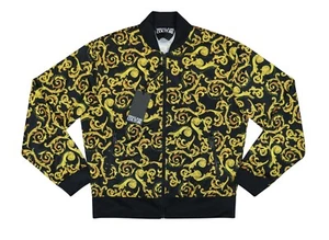 Versace Triacetato Sketch Art Print Full Zip Men's Bomber Jacket NWT Black Multi - Picture 1 of 3