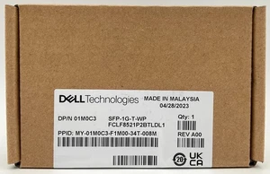 Dell Networking SFP Transceiver Module 1000BASE-T 407-BBOS SFP-1G-T-WP 01M0C3 - Picture 1 of 3