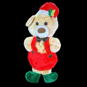 Santa's Best Rennoc Teddy Bear Christmas Plush Stocking Light Brown Overalls 20" - Picture 1 of 9