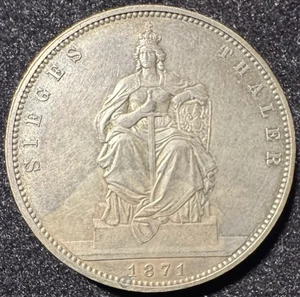 1871-A Deutschland Preußen 1 Taler Silber Sieg über Frankreich - Bild 1 von 2