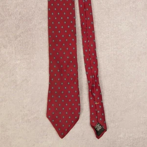 Vintage Handmade Geometric Print Silk Tie Burgundy Envoy - Picture 1 of 5