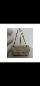 PRELOVED CHANEL JUMBO QUILTED CAVIAR EASY FLAP BAG IN BEIGE - Picture 1 of 22