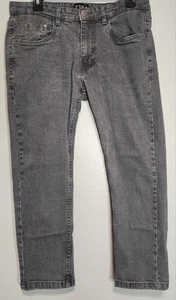 U-510 Gray Zak Jeans Mens 34x25 Denim Stretch Skinny High Rise 5 Pockets - Picture 1 of 6
