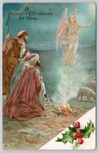 Divided Back Postcard A Peaceful Christmas Angel and Wisemen - Picture 1 of 2