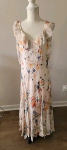 Rebecca Taylor Meadow Maxikleid Rüschen rosa Kombi Seide Blumen Größe 6 Party - Bild 1 von 19